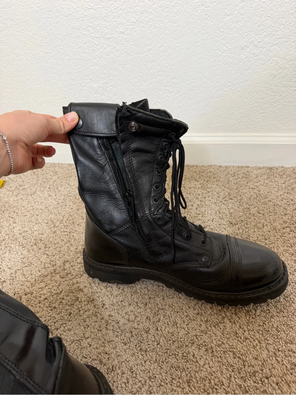 Rocky Men's Black Lace-Up Leather Combat Boots